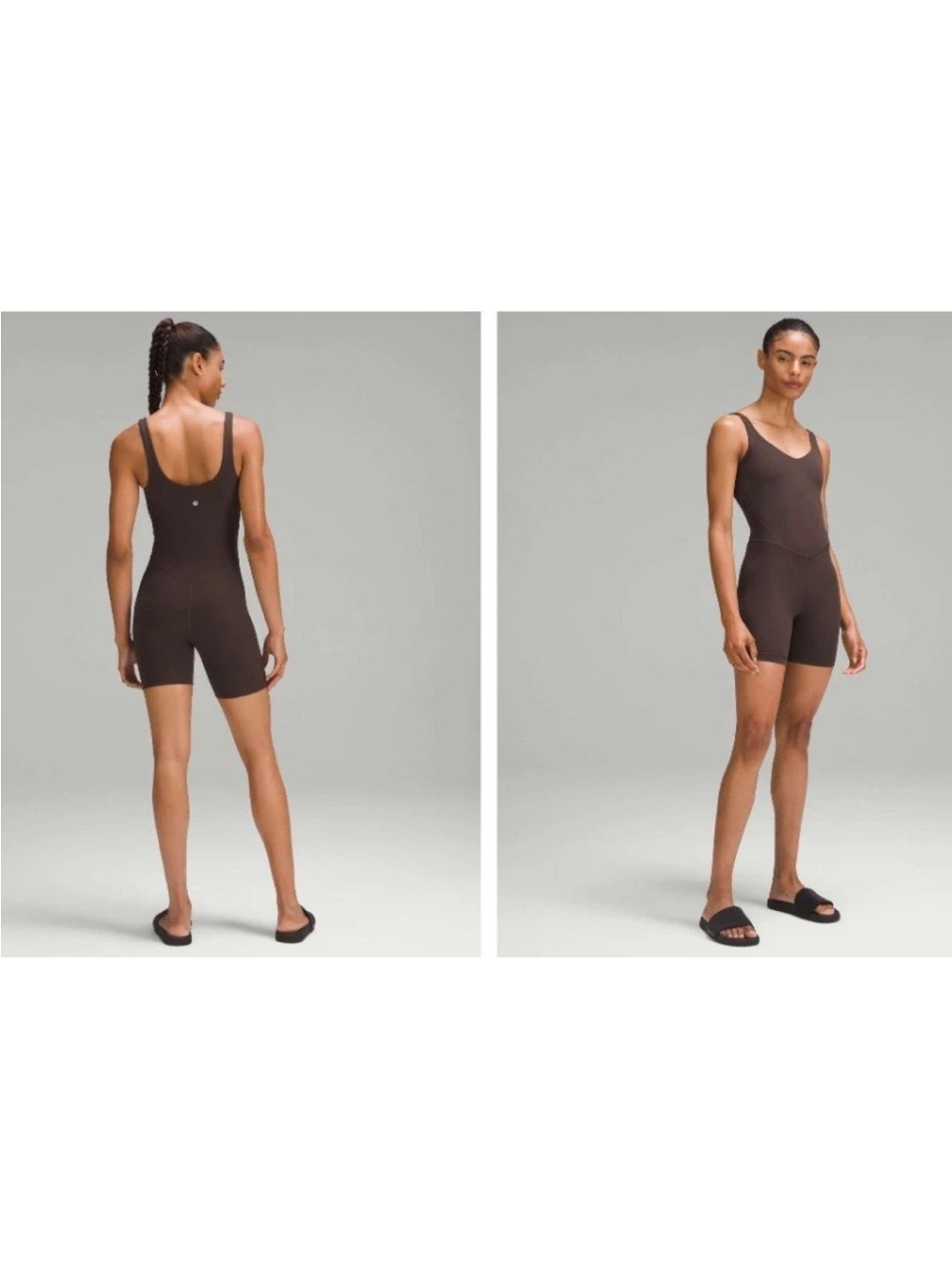 Lululemon Align Short Bodysuit Romper Women's Size 4 Espresso Brown 6"